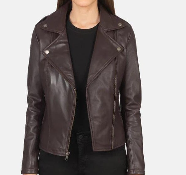 Women's Leather Jacket - Midnight Ember Elite Edition
