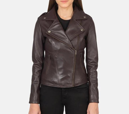 Women's Leather Jacket - Midnight Ember Elite Edition