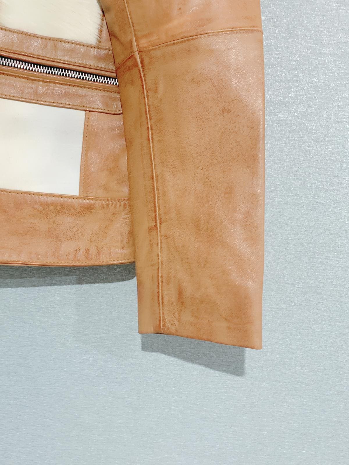 Rustic Chic Women's Leather Jacket with Cowhide Panels