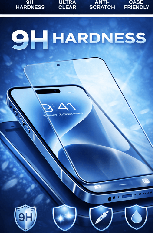 iPhone 15 Screen Protector – 9H Tempered Glass, Anti-Scratch & HD Clear