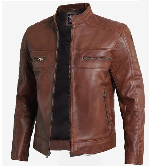 Brown leather jacket for men